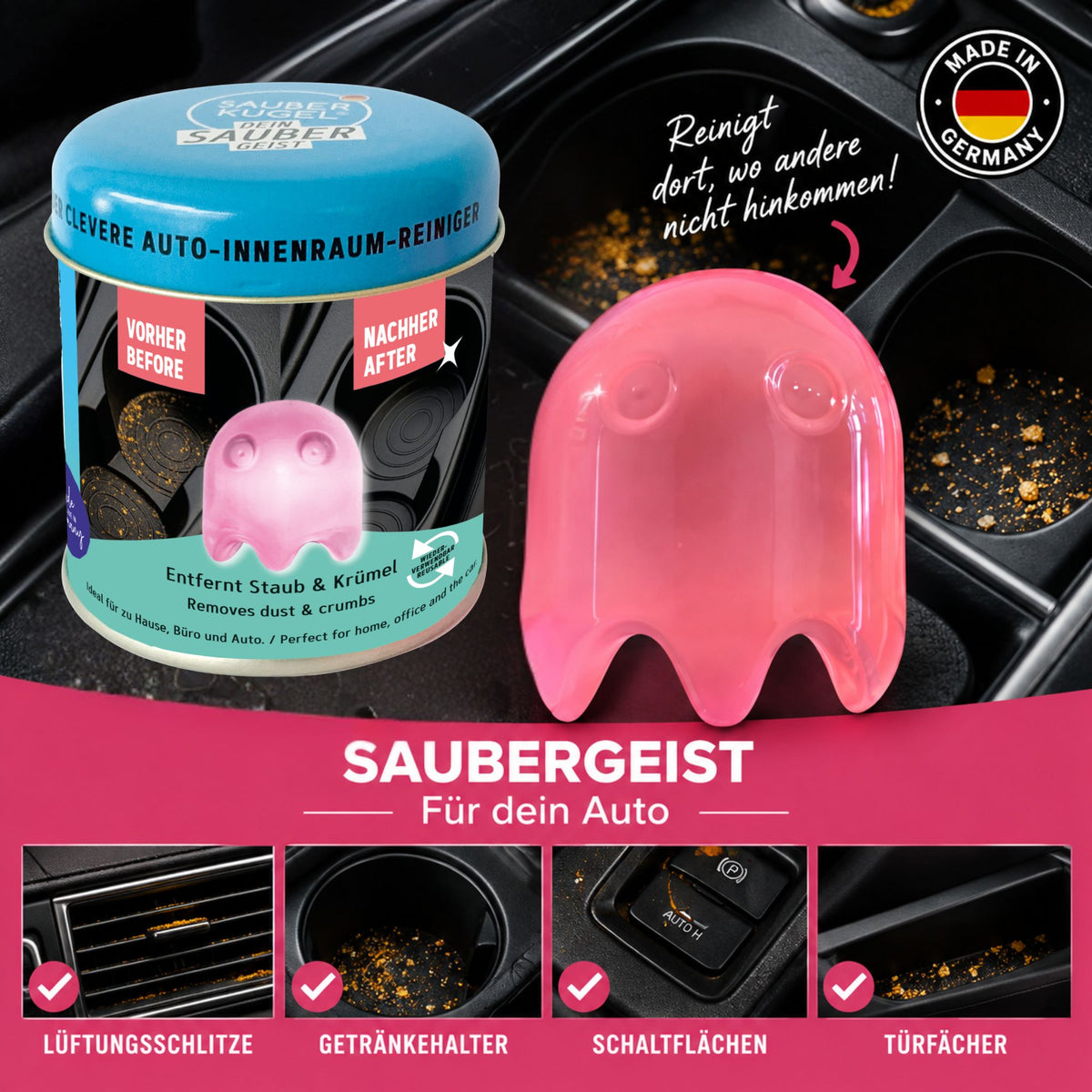 Saubergeist – Le nettoyant intérieur de voiture intelligent d'Allemagne | Réutilisable, lavable et antibactérien