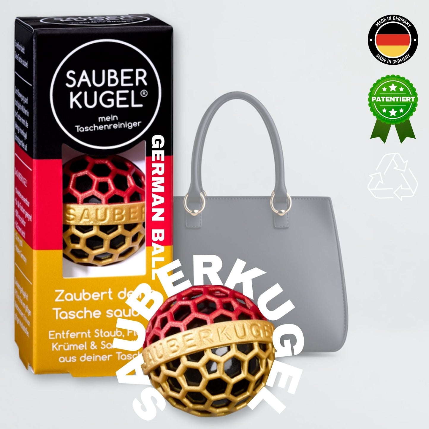 Sauberkugel einzeln – wiederverwendbarer Taschenreiniger – in verschiedenen Farben