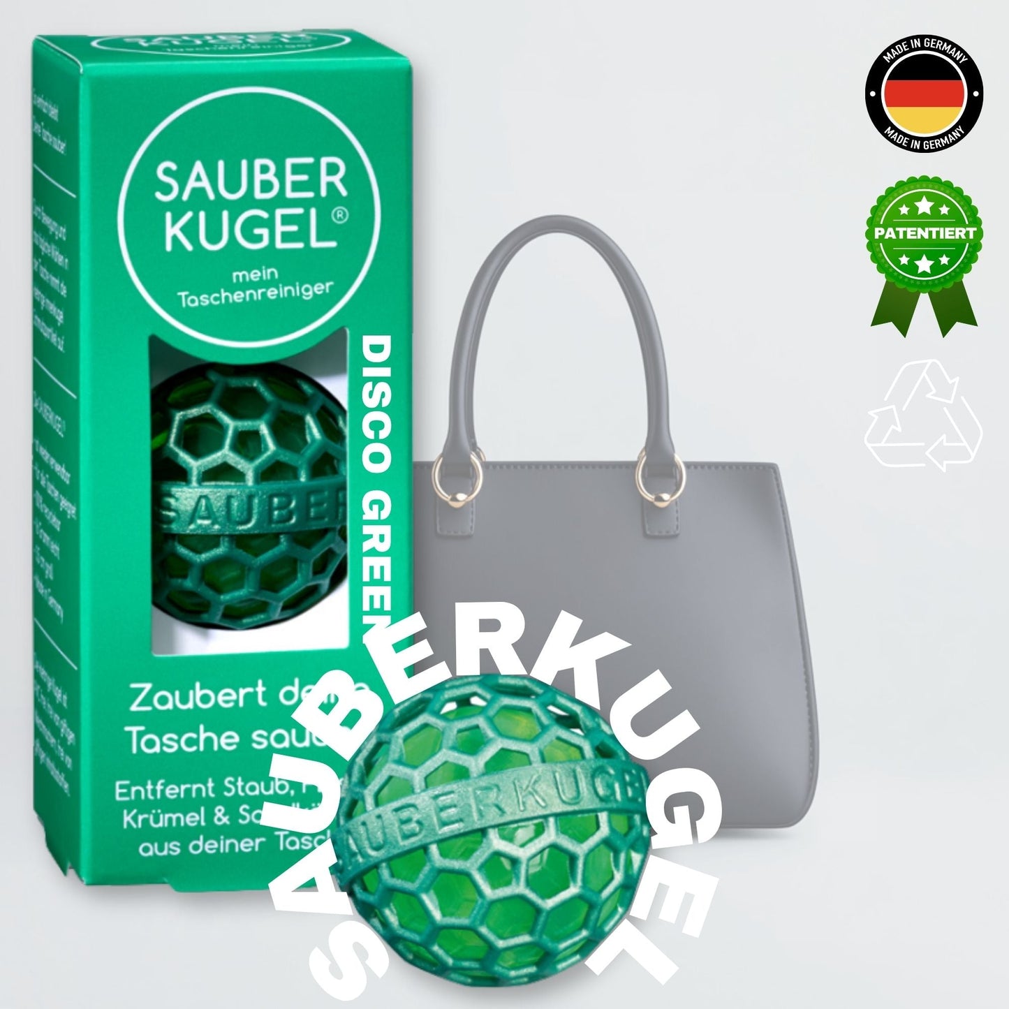 Sauberkugel einzeln – wiederverwendbarer Taschenreiniger – in verschiedenen Farben