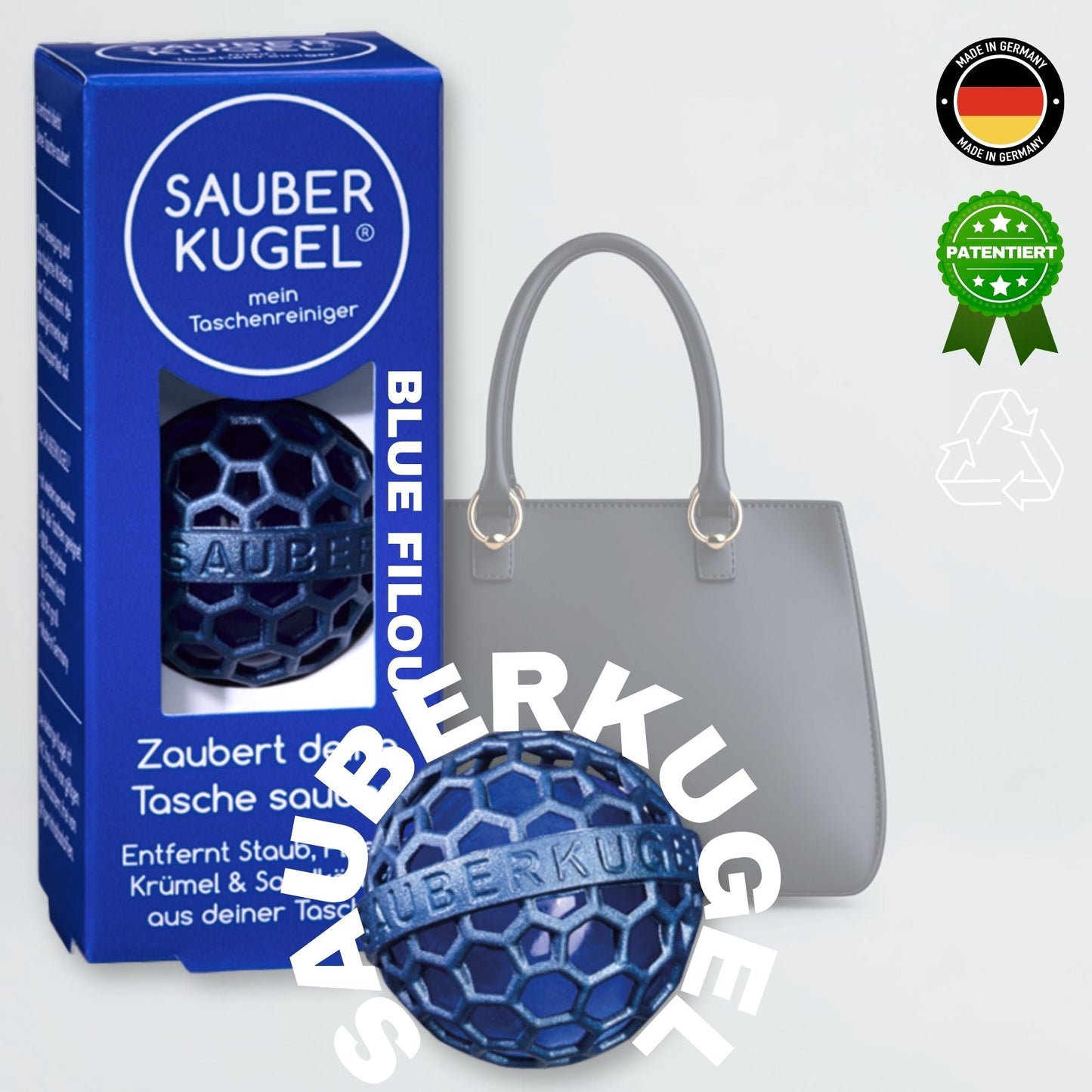 Sauberkugel einzeln – wiederverwendbarer Taschenreiniger – in verschiedenen Farben