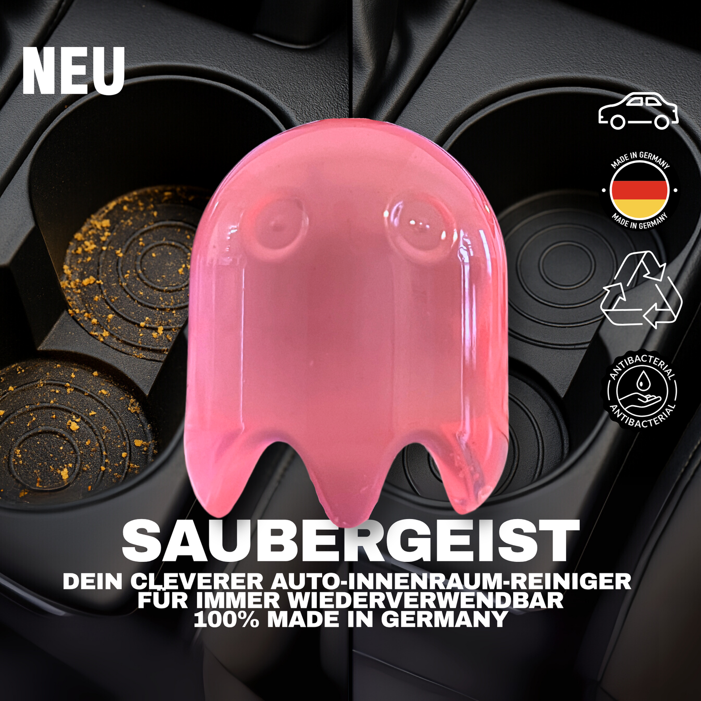 Saubergeist – Der clevere Auto-Innenraum-Reiniger aus Deutschland | Wiederverwendbar, abwaschbar & antibakteriell